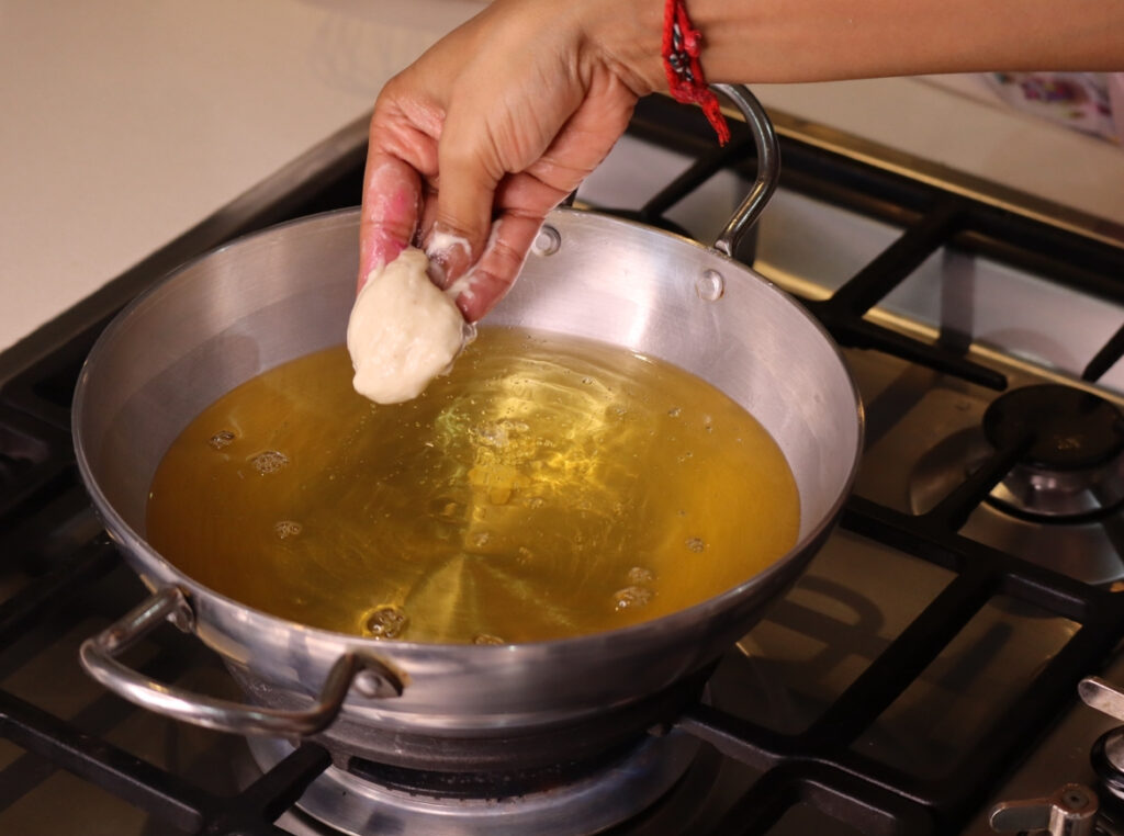 Dollop The Batter Into The Oil